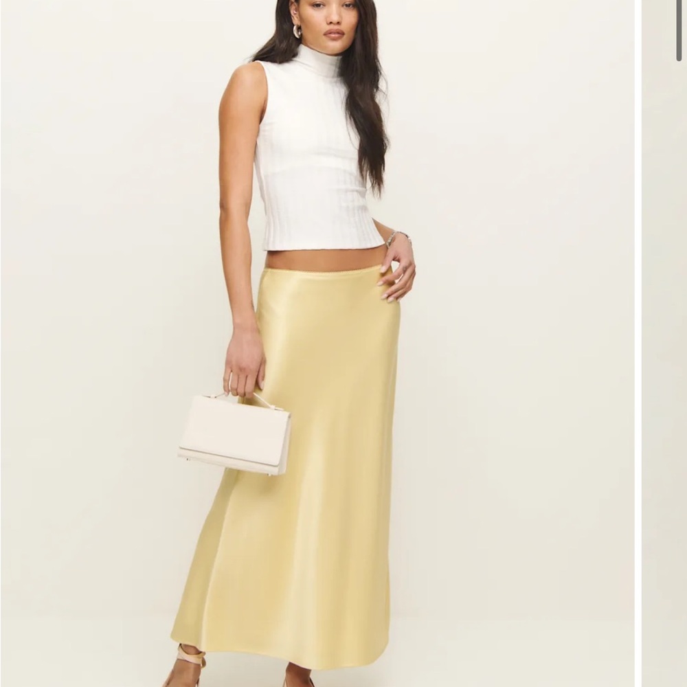Reformation Layla Satin Skirt in Blonde